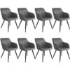 Lot De 8 Chaises Pieds Noir Siège De Salon Cuisine Salle à Manger Design élégant Gris 08_0000030 -Mobilia Boutique chaise 8938009