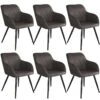 Lot De 6 Chaises Pieds Noir Siège De Salon Cuisine Salle à Manger Design élégant Tissu Gris Foncé 08_0000056 -Mobilia Boutique chaise 8938045