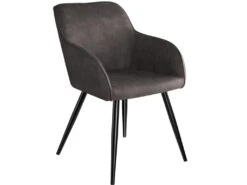 Lot De 6 Chaises Pieds Noir Siège De Salon Cuisine Salle à Manger Design élégant Tissu Gris Foncé 08_0000056 -Mobilia Boutique chaise 8938047