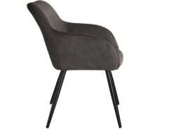 Lot De 6 Chaises Pieds Noir Siège De Salon Cuisine Salle à Manger Design élégant Tissu Gris Foncé 08_0000056 -Mobilia Boutique chaise 8938049