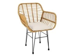 PATAYA - Lot De 2 Fauteuils Tressées Marron Avec Pieds Métal -Mobilia Boutique chaise 8938107