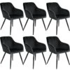 Lot De 6 Chaises Pieds Noir Siège De Salon Cuisine Salle à Manger Design élégant Velours Noir 08_0000021 -Mobilia Boutique chaise 8938351