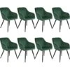 Lot De 8 Chaises Pieds Noir Siège De Salon Cuisine Salle à Manger Design élégant Velours Vert 08_0000006 -Mobilia Boutique chaise 8938589