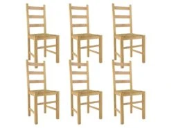 ORTA - Lot De 6 Chaises Naturelles Et Assises En Paille