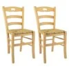 SUZY - Lot De 2 Chaises Naturelles Et Assises En Paille -Mobilia Boutique chaise 8938629