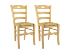 SUZY - Lot De 2 Chaises Naturelles Et Assises En Paille