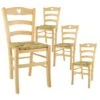 NAPLES - Lot De 4 Chaises Naturelles Et Assises En Paille -Mobilia Boutique chaise 8938651