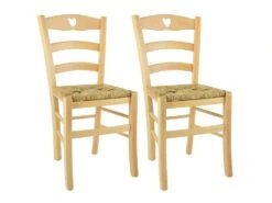 NAPLES - Lot De 2 Chaises Naturelles Et Assises En Paille