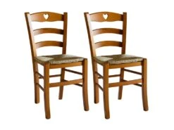 NAPLES - Lot De 2 Chaises Teinté Chêne Et Assises En Paille