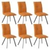BISPO - Lot De 6 Chaises Tissu Coloris Orange -Mobilia Boutique chaise 8939509