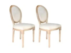 MELINDA - Lot De 2 Chaises Baroques Tissu Beige