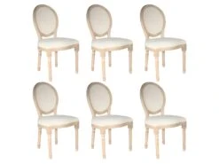 MELINDA - Lot De 6 Chaises Baroques Avec Dossier Canné
