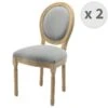 AGATHE - Chaise Médaillon Gris Pieds Bois(x2) -Mobilia Boutique chaise 8939831