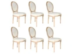 MELINDA - Lot De 6 Chaises Baroques Tissu Beige
