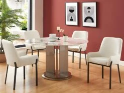 Lot De 2 Chaises Avec Accoudoirs En Tissu Bouclette Et Métal - Blanc - CAROLONA De Pascal MORABITO -Mobilia Boutique chaise 9066471