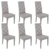 TREVI - Lot De 6 Chaises Simili Gris Clair Et Pieds Laqués -Mobilia Boutique chaise 9175795