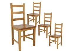 ORTA - Lot De 4 Chaises Teinté Chêne Et Assises En Bois