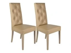 TREVI - Lot De 2 Chaises Simili Taupe Et Pieds Laqués