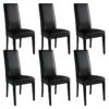 TORINO - Lot De 6 Chaises Simili Noir Et Pieds Laqués -Mobilia Boutique chaise 9176997