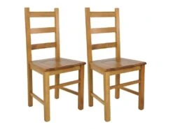 ORTA - Lot De 2 Chaises Teinté Chêne Et Assises En Bois