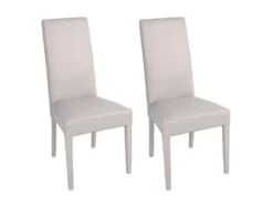 TORINO - Lot De 2 Chaises Simili Gris Clair Et Pieds Laqués