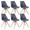 NIBBEN - Lot De 6 Chaises Grises Et Piétement Hévéa -Mobilia Boutique chaise 9179921