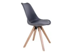 NIBBEN - Lot De 6 Chaises Grises Et Piétement Hévéa -Mobilia Boutique chaise 9179925