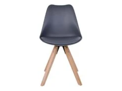 NIBBEN - Lot De 6 Chaises Grises Et Piétement Hévéa -Mobilia Boutique chaise 9179929