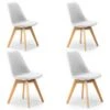 Lot De 4 Chaises Klara Blanc Tapissées En Cuir Synthétique Avec Pieds Bois -Mobilia Boutique chaise 9180205