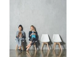 Lot De 4 Chaises Klara Blanc Tapissées En Cuir Synthétique Avec Pieds Bois -Mobilia Boutique chaise 9180213