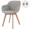 STEFFY - Chaise Scandinave Tissu Lin Pied Hêtre (x4) -Mobilia Boutique chaise 9182105