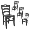 SUZY - Lot De 4 Chaises Laquées Noir Et Assises En Bois -Mobilia Boutique chaise 9182661