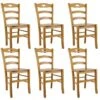 SUZY - Lot De 6 Chaises Teinté Chêne Et Assises En Bois