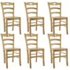SUZY - Lot De 6 Chaises Naturelles Et Assises En Bois