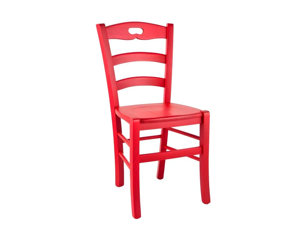 SUZY - Lot De 6 Chaises Laquées Rouge Et Assises En Bois 4 SUZY - Lot De 6 Chaises Laquées Rouge Et Assises En Bois – Image 2