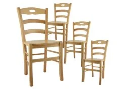 SUZY - Lot De 4 Chaises Naturelles Et Assises En Bois