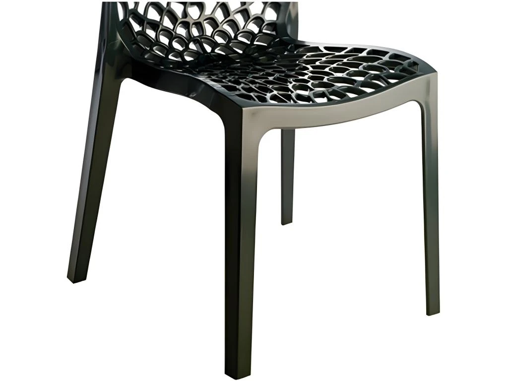 Lot 4 Chaises Ajourées Empilables Noires - GRUYER 4 Lot 4 Chaises Ajourées Empilables Noires - GRUYER – Image 2