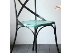 BISTRO - Set De 2 Chaises De Repas Vintage En Métal Bleu -Mobilia Boutique chaise 9239265