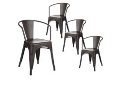 LUCY - Lot De 4 Chaises Métalliques Gris Anthracite