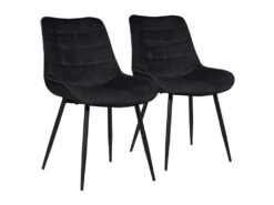 Lot De 2 Chaises En Velours LOUISE Noires - HAPPY GARDEN -Mobilia Boutique chaise 9242135