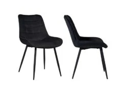 Lot De 2 Chaises En Velours LOUISE Noires - HAPPY GARDEN -Mobilia Boutique chaise 9242137