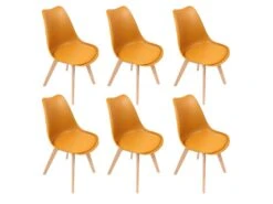MEDALINE - Lot De 6 Chaises Scandinaves Jaunes