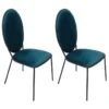 CLOVIS - Lot De 2 Chaises Effet Velours Bleues -Mobilia Boutique chaise 9243709