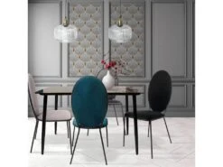 CLOVIS - Lot De 2 Chaises Effet Velours Bleues -Mobilia Boutique chaise 9243711