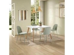 Lot De 4 Chaises Kana Vert, Pieds En Métal Et Assise Rembourrée -Mobilia Boutique chaise 9244549