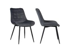 Lot De 2 Chaises En Velours LOUISE Grises - HAPPY GARDEN -Mobilia Boutique chaise 9245111