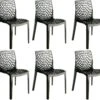 Lot 6 Chaises Ajourées Empilables Noires - GRUYER -Mobilia Boutique chaise 9245529