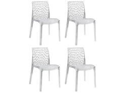 Lot 4 Chaises Ajourées Empilables Transparentes - GRUYER