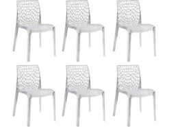 Lot 6 Chaises Ajourées Empilables Transparentes - GRUYER