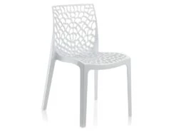 Lot 6 Chaises Ajourées Empilables Blanches - GRUYER -Mobilia Boutique chaise 9245601